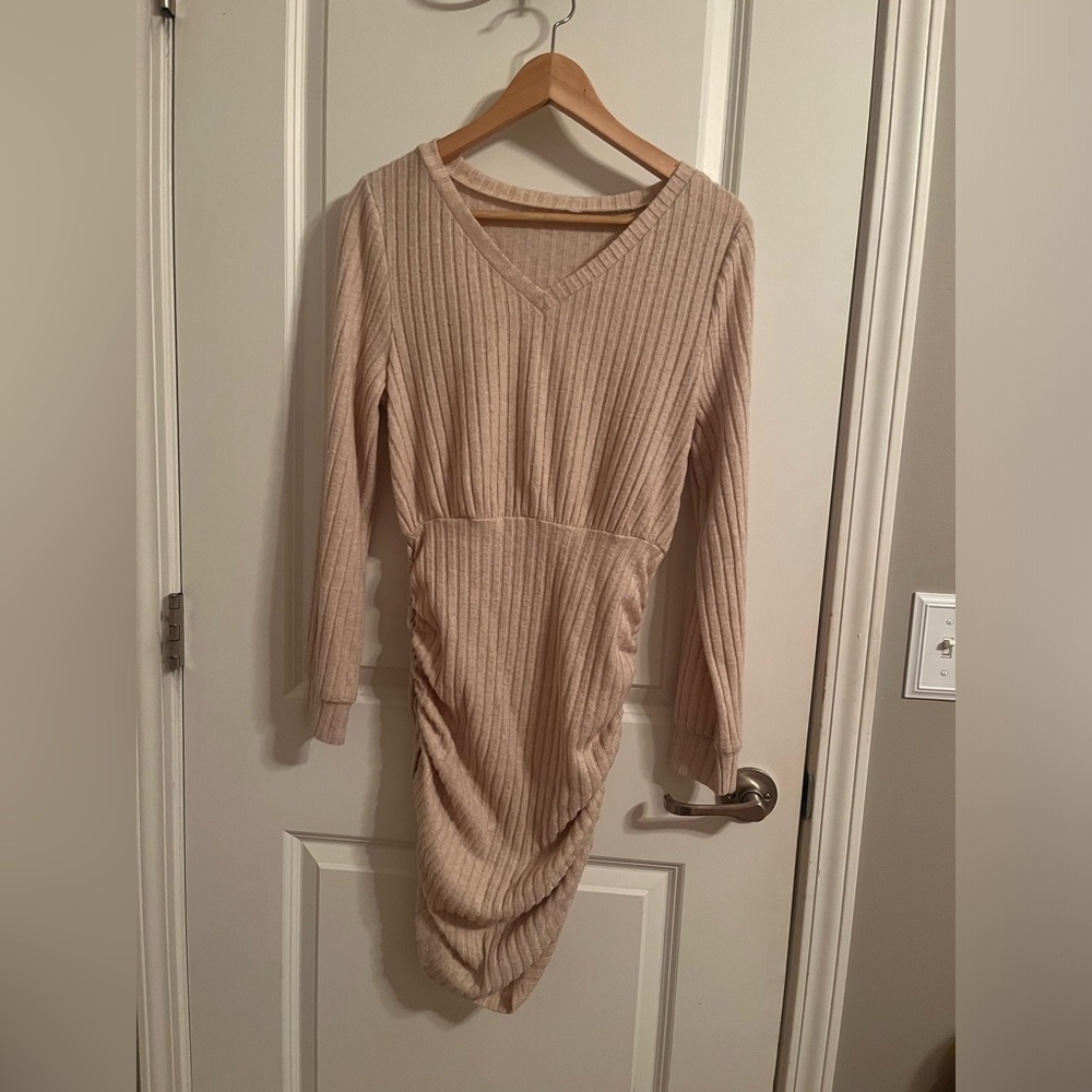 Tan knit bodycon dress